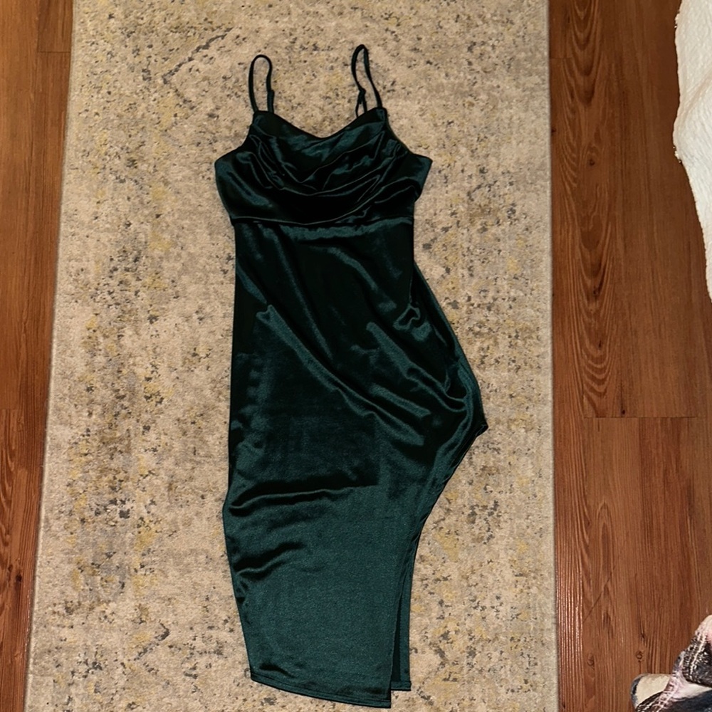 Madden Elegant Green Silk Dress
